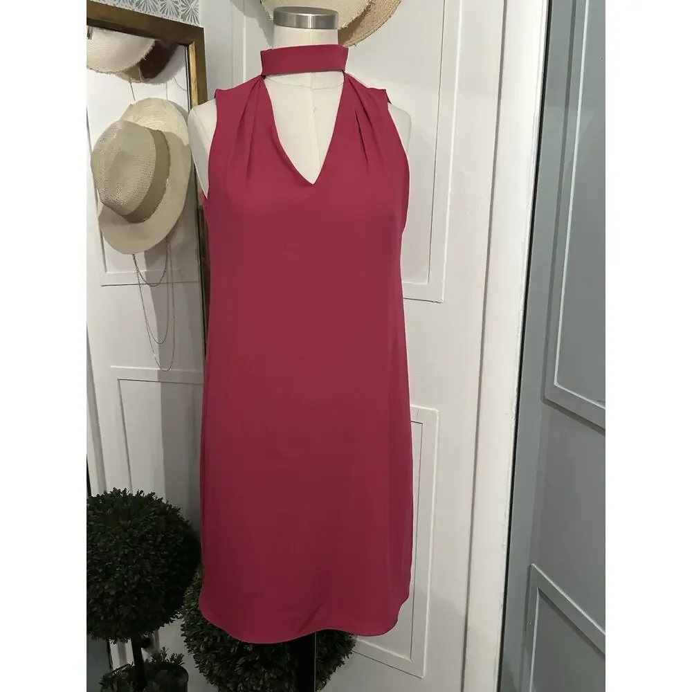 White House Black Market Plus Keyhole Choker Sorbet Shift Mini Dress 2 Petite - Picture 2 of 8